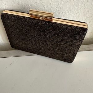 Landry Black and Gold cocktail clutch purse with chain